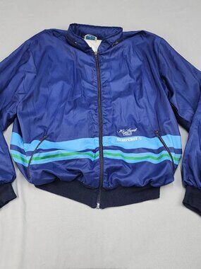 Fischer Vintage Windbreaker Jacket Mens 48 Small Blue Full Zip Made in Italy